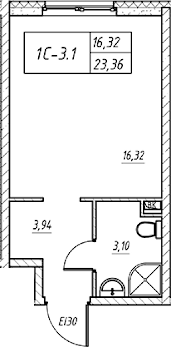 Квартира студия 23.83 м², 6/14 эт., Комплекс апартаментов «Zoom на Неве»